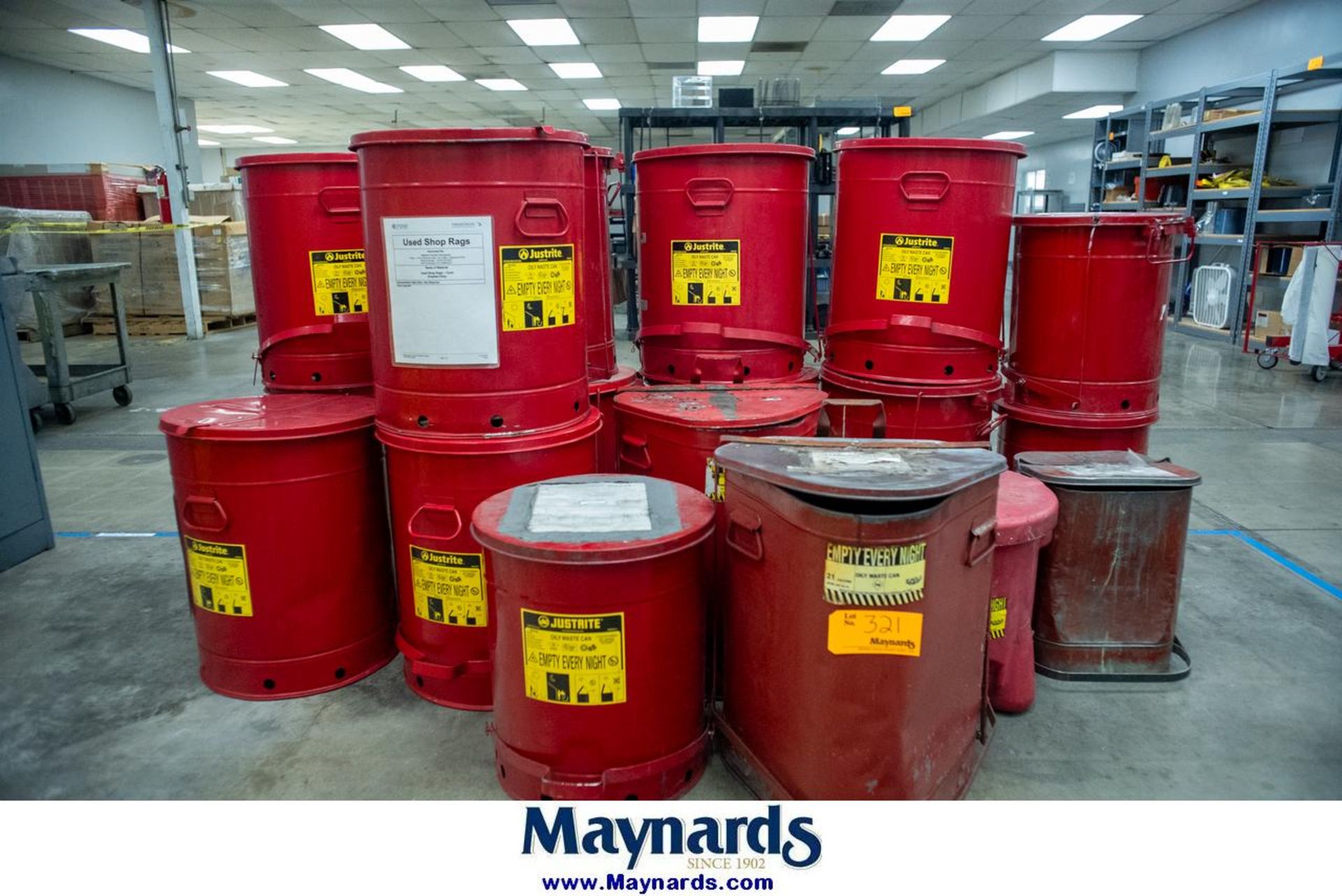 Lot of Justrite Oily Waste Cans