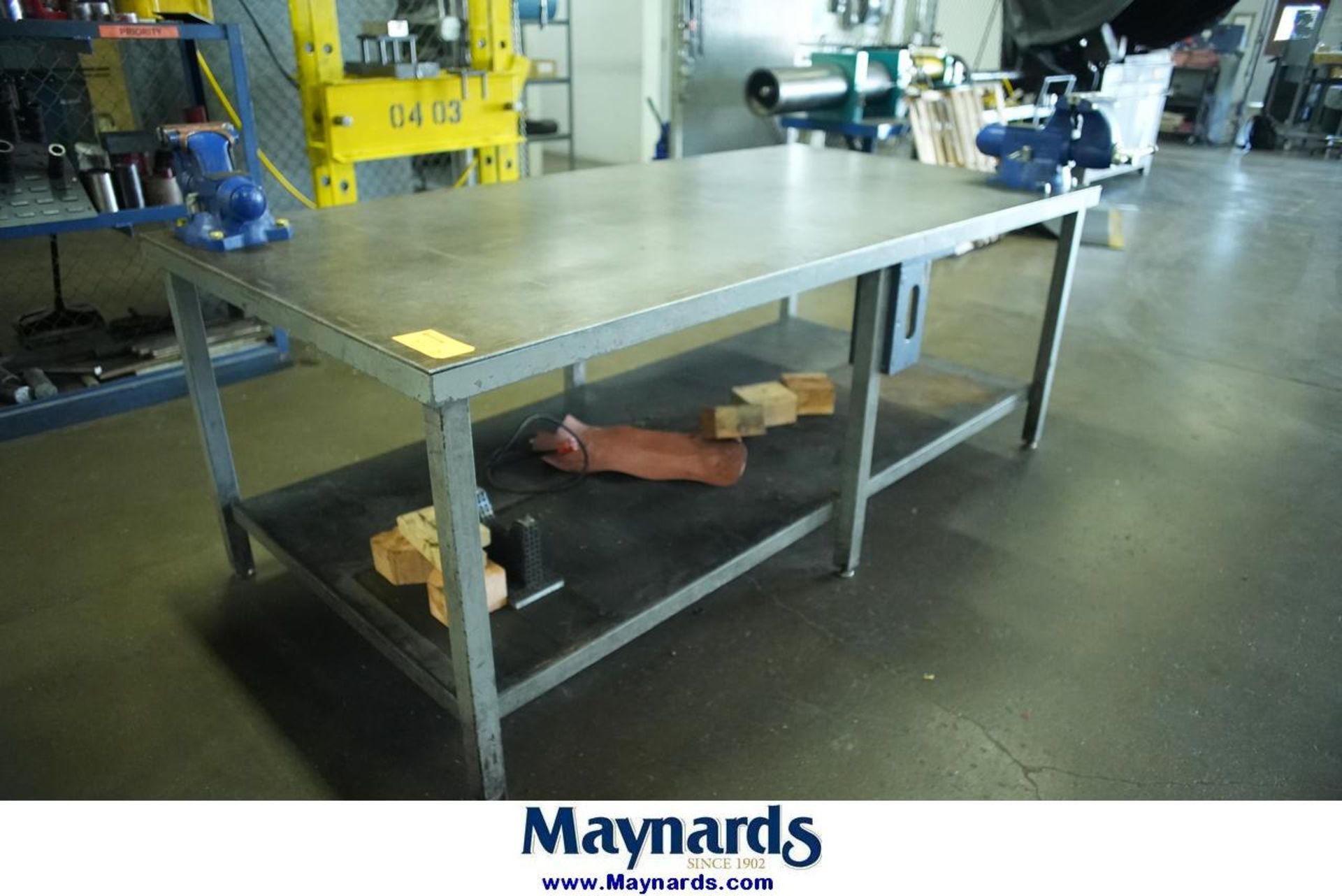 4' x 8' x 3' H Metal Table w/ (2) Bench Vises - Image 3 of 6