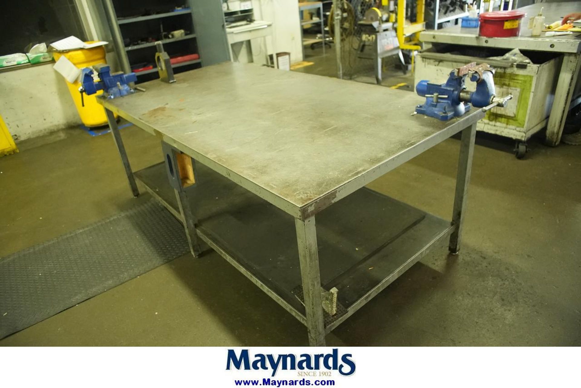 4' x 8' x 3' H Metal Table w/ (2) Bench Vises - Image 3 of 3