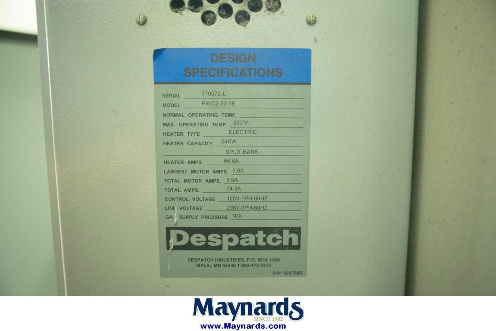 Despatch Electric Curing Oven - Image 6 of 8