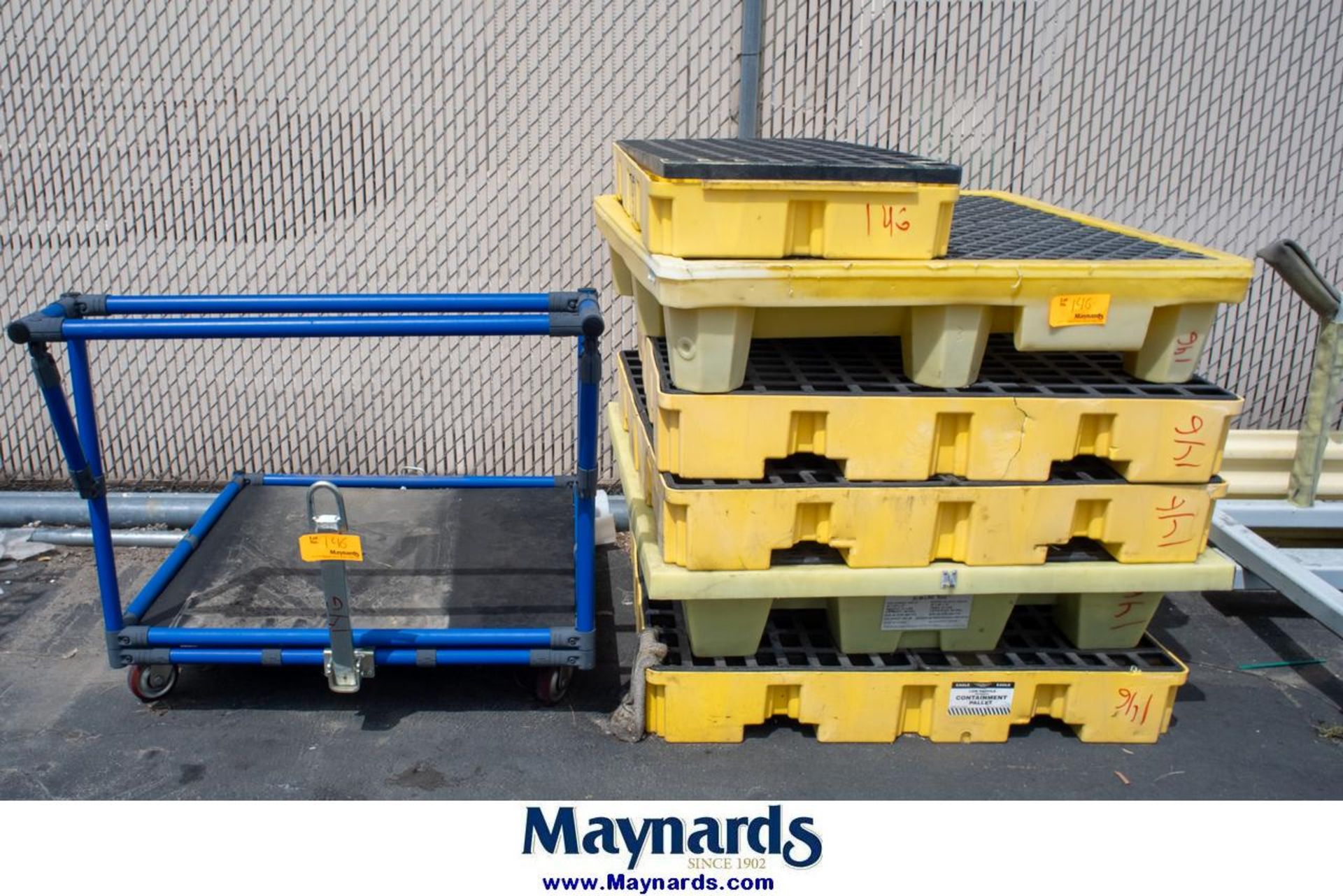 Lot of (6) Containment Pallets w/ Cart (53" x 53")