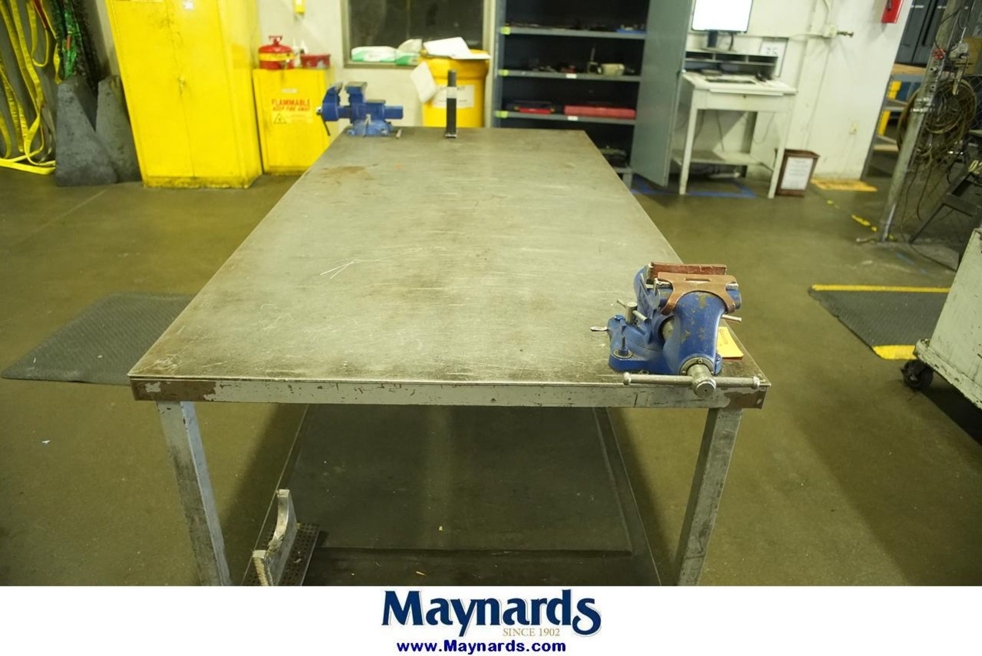 4' x 8' x 3' H Metal Table w/ (2) Bench Vises - Image 2 of 3