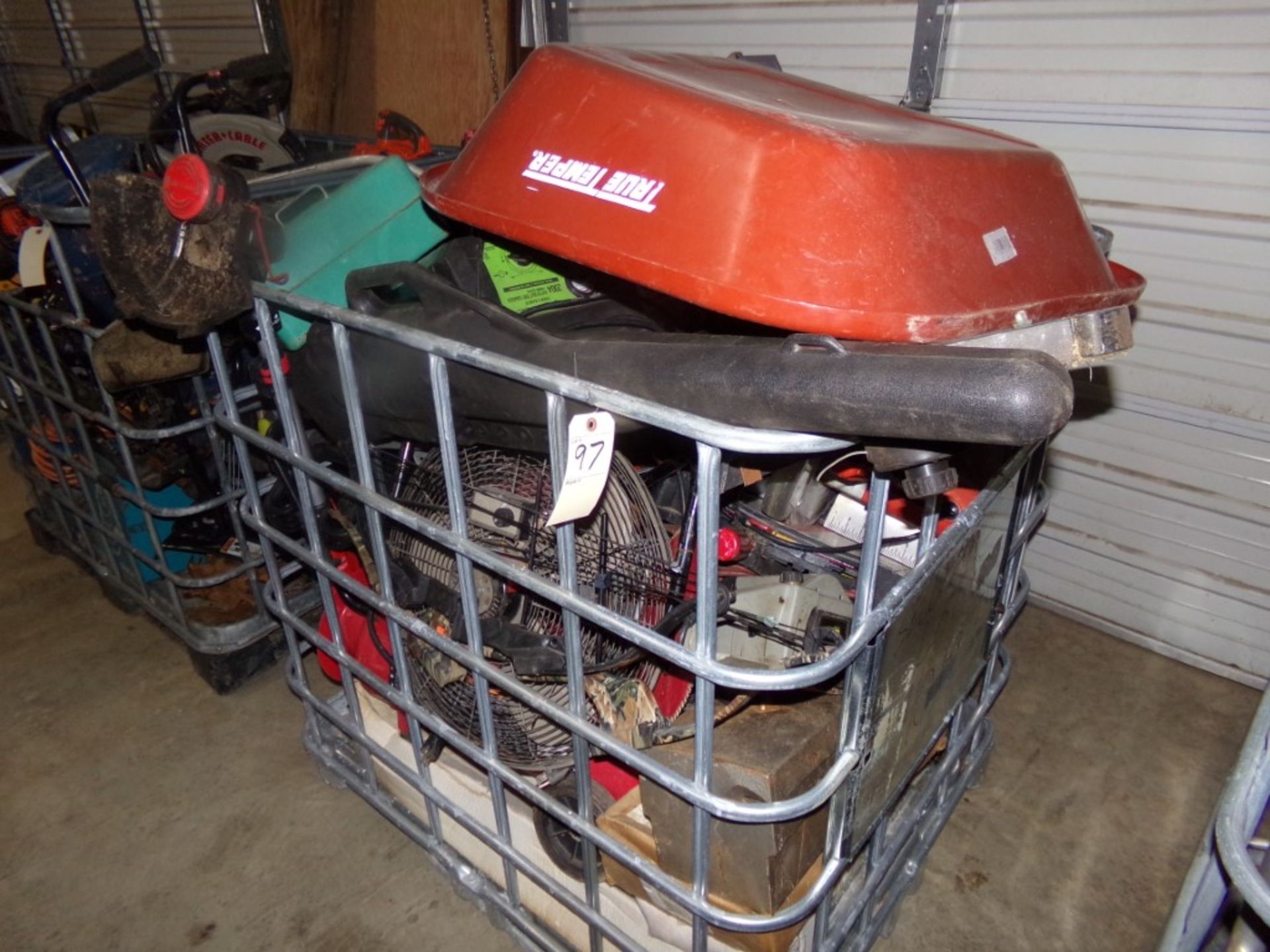 Caged Pallet Deal Skid, Wheel Barrel Parts, Poly Gun Cases, Fan, Compound Bows, Portble Air Tank,