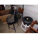 (3) Assorted Bar Stools, (1) All Leather, High Back, (1) Wooden Back, (1) No Back