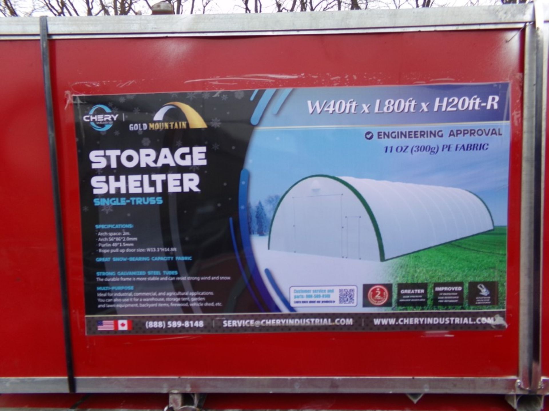 New, Chery,40' x 80' x 20' Storage Shelter, Single Truss, (In 2 Boxes) - Image 2 of 2