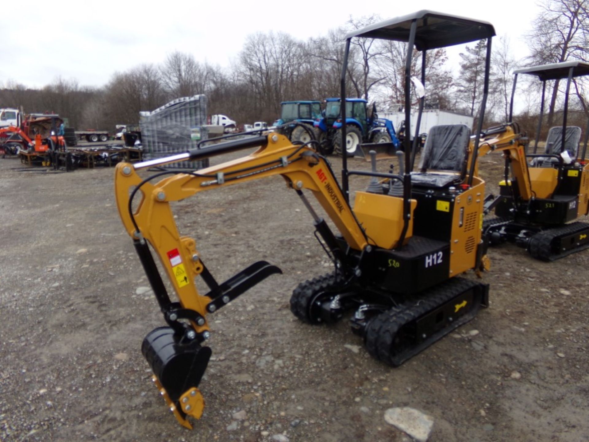 New, AGT Industrial H12 Mini Excavator, Grader Blade, Stationary Thumb, Briggs Gas Engine, Serial #: