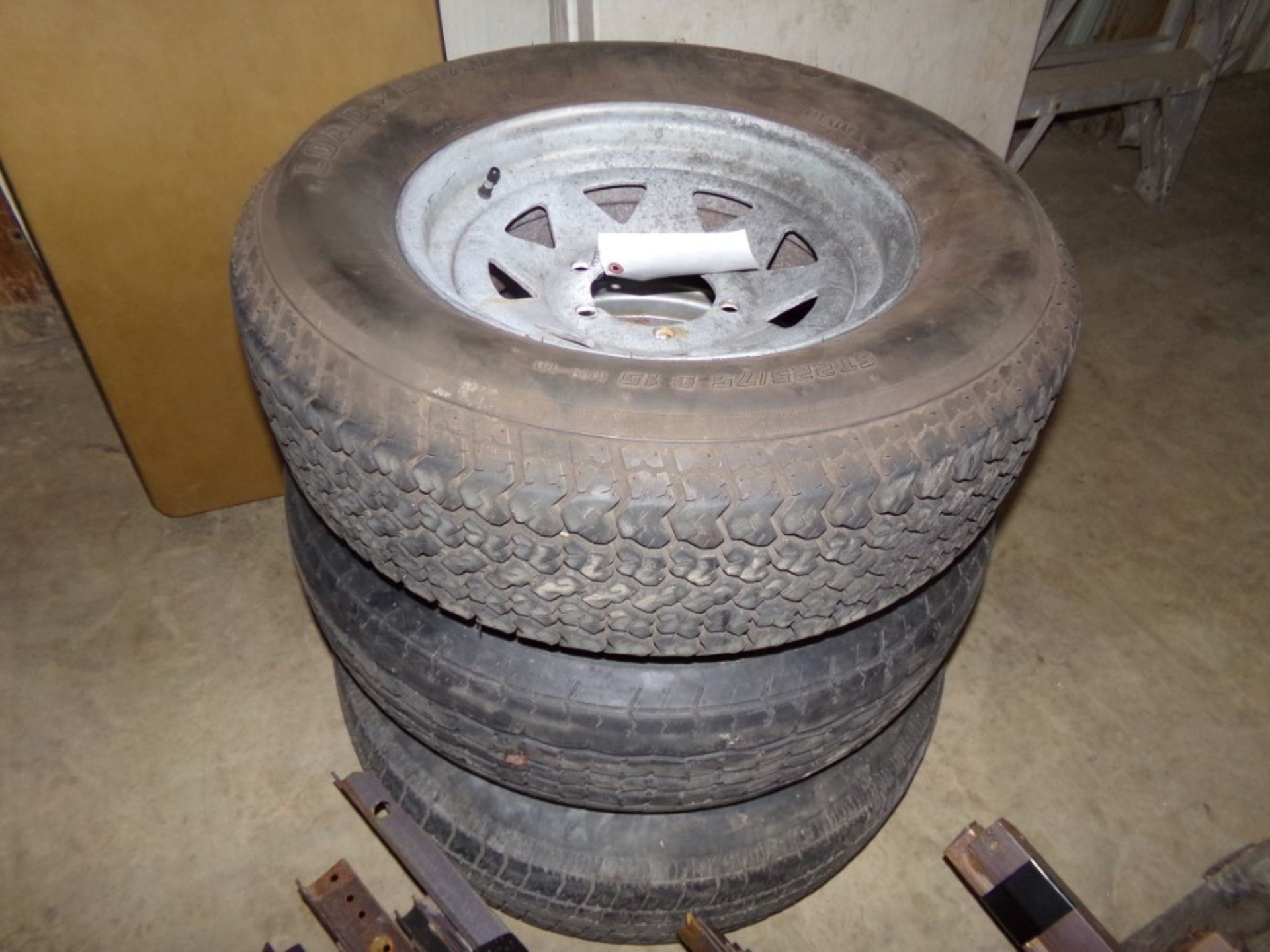(3) Used, Trailer Tires On Grey Rims, 15'' On 6-Lug Wheels
