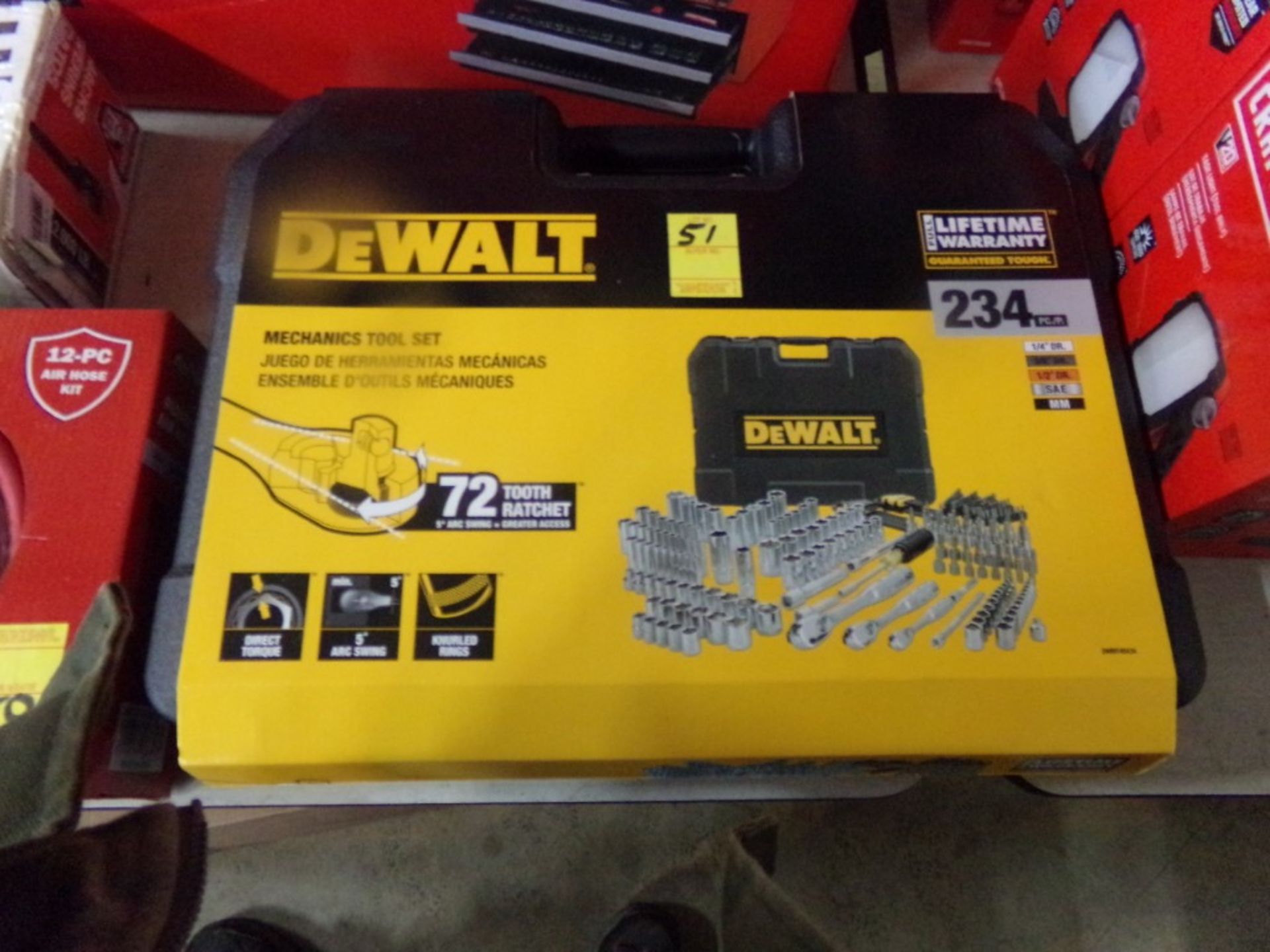 New,Dewalt,234 Pc. Mechanics Tool Set, 72 Teeth Ratchet