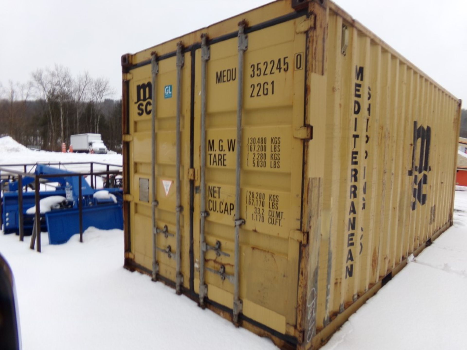 Yellow, 20' Shipping/Storage Container, Barn Doors On End, # MEDV3522450 - Image 2 of 2