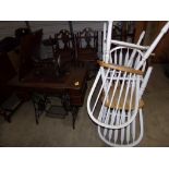 Pedal-Driven Singer Sewing Machine, Needs Belt, (2) White, Dining Chairs