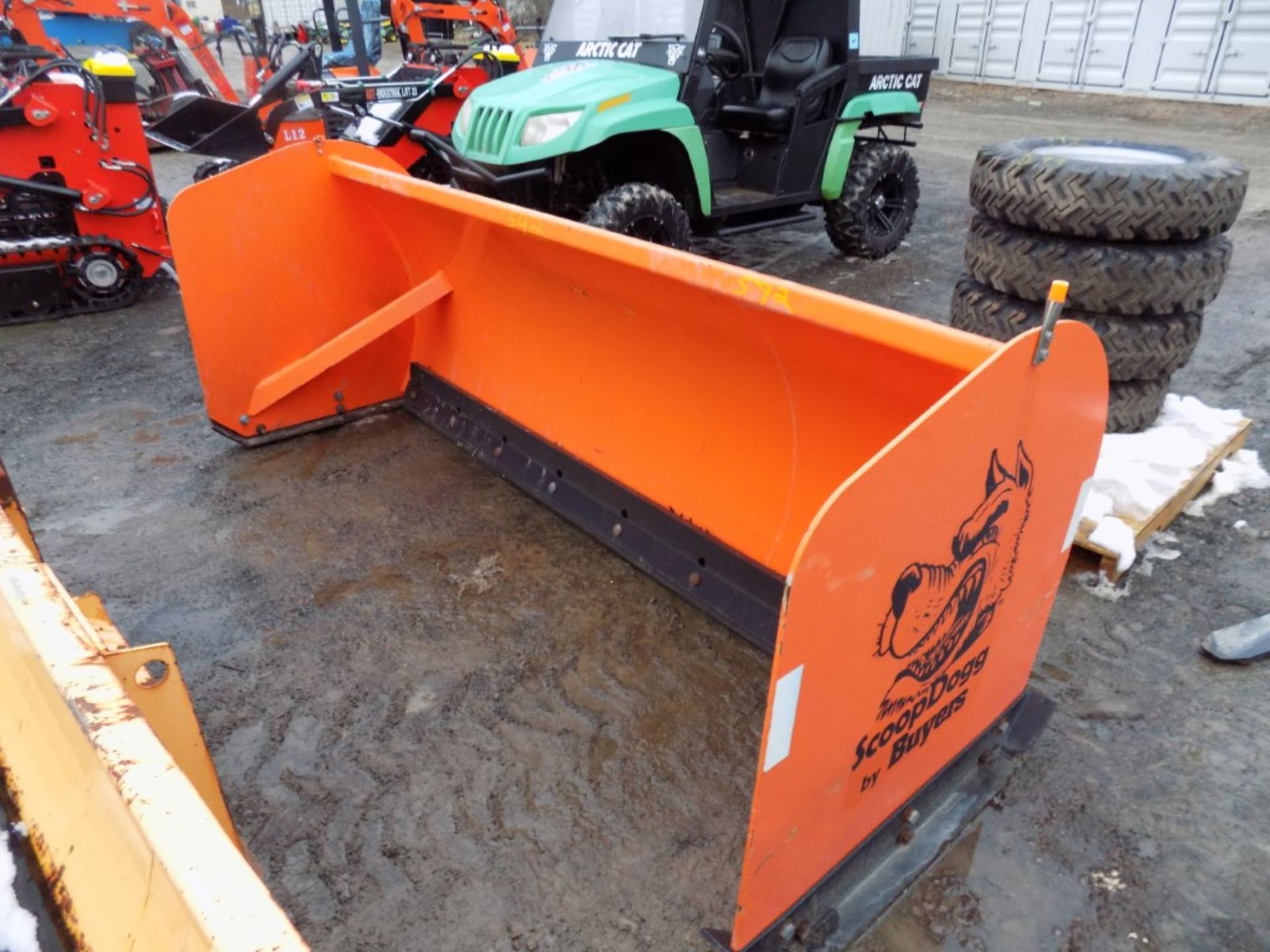 Orange 8' Snow Pusher for Skid Steer Mount, Scoop Dogg