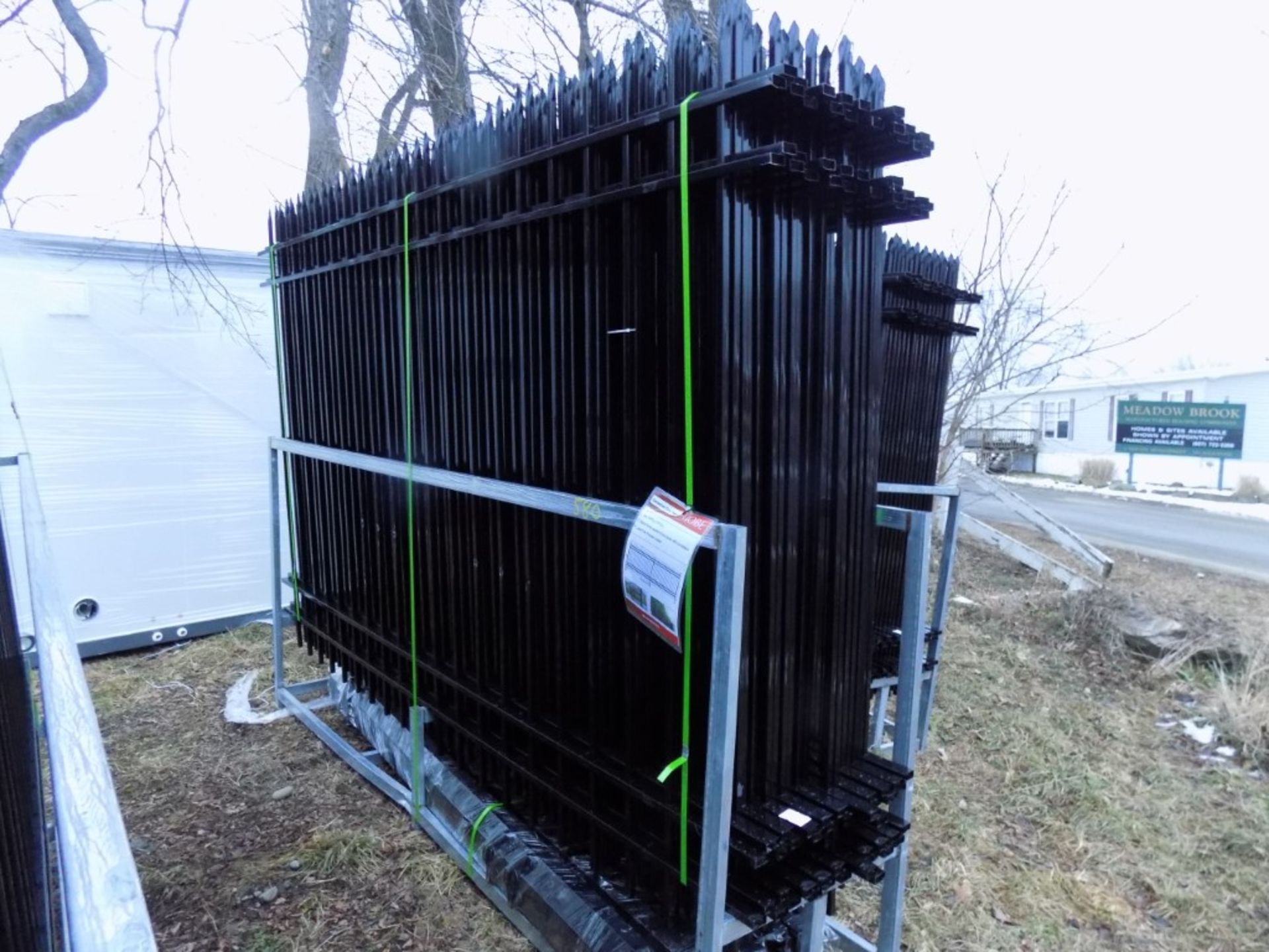 Pallet of (20)10' x 7' ''Mobe'' Brand Galvanized Steel Fence Panels with Posts and Connectors, Black