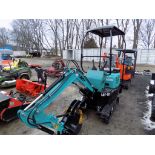 New Lanty LAT-12S Mini Excavator, Gas Engine, Grader Blade, Stationary Thumb, Blue