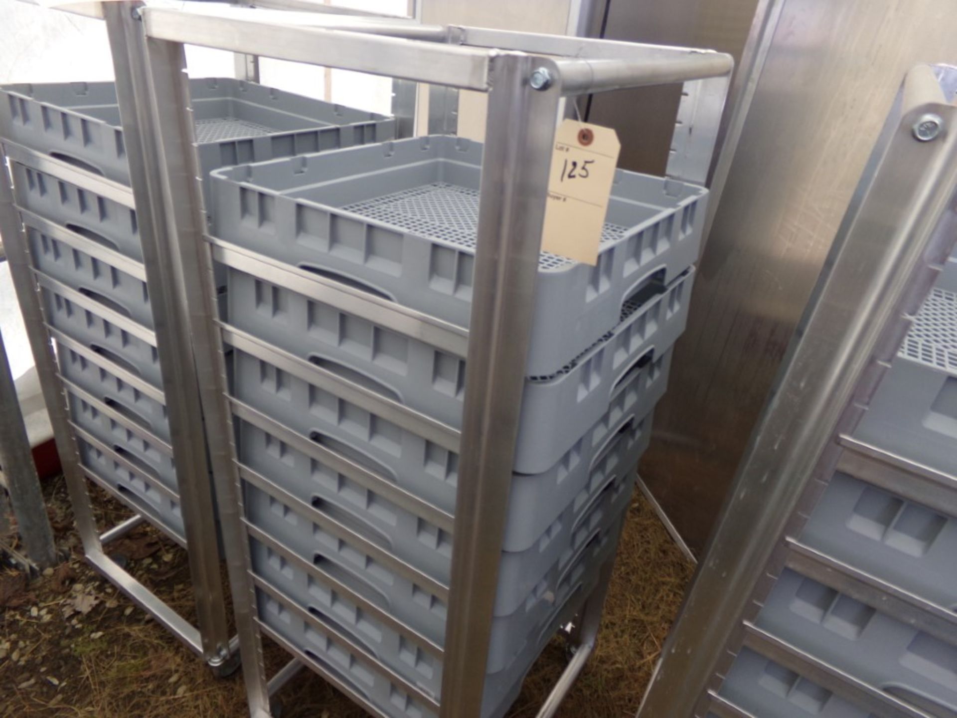 Rolling Aluminum Rack With 7 Trays, Fit ZONO Cabinets and Others, (In Tent Building)