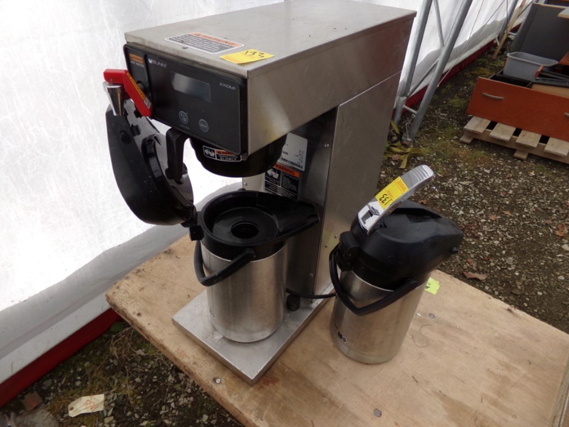 (2) Bunn Pump Coffee Decanter and Bunn Coffee Maker (110 Volt, NEEDS WATER SUPPLY), (In Tent