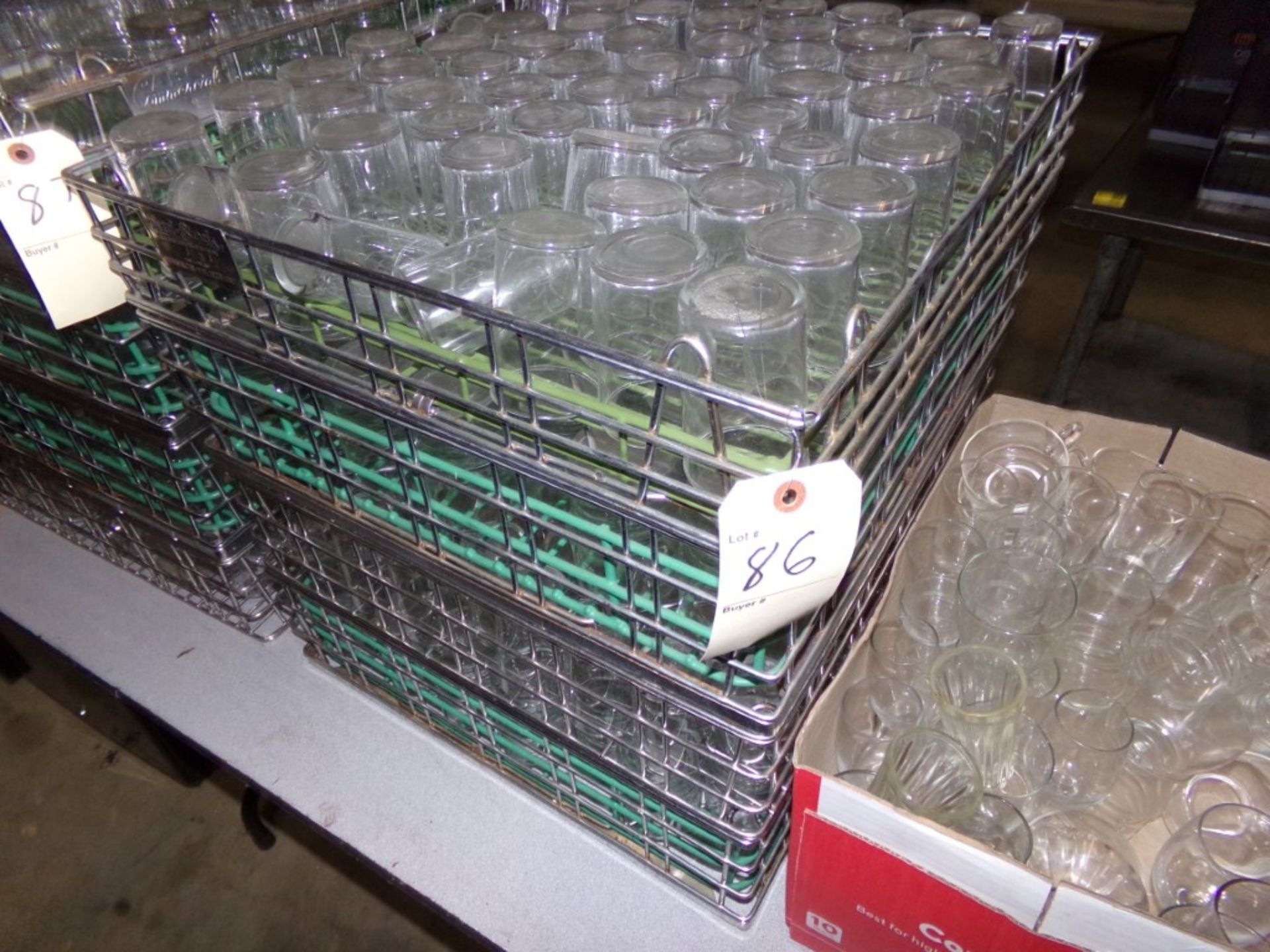 (4) Disc Washer Trays of Juice and Water Glasses