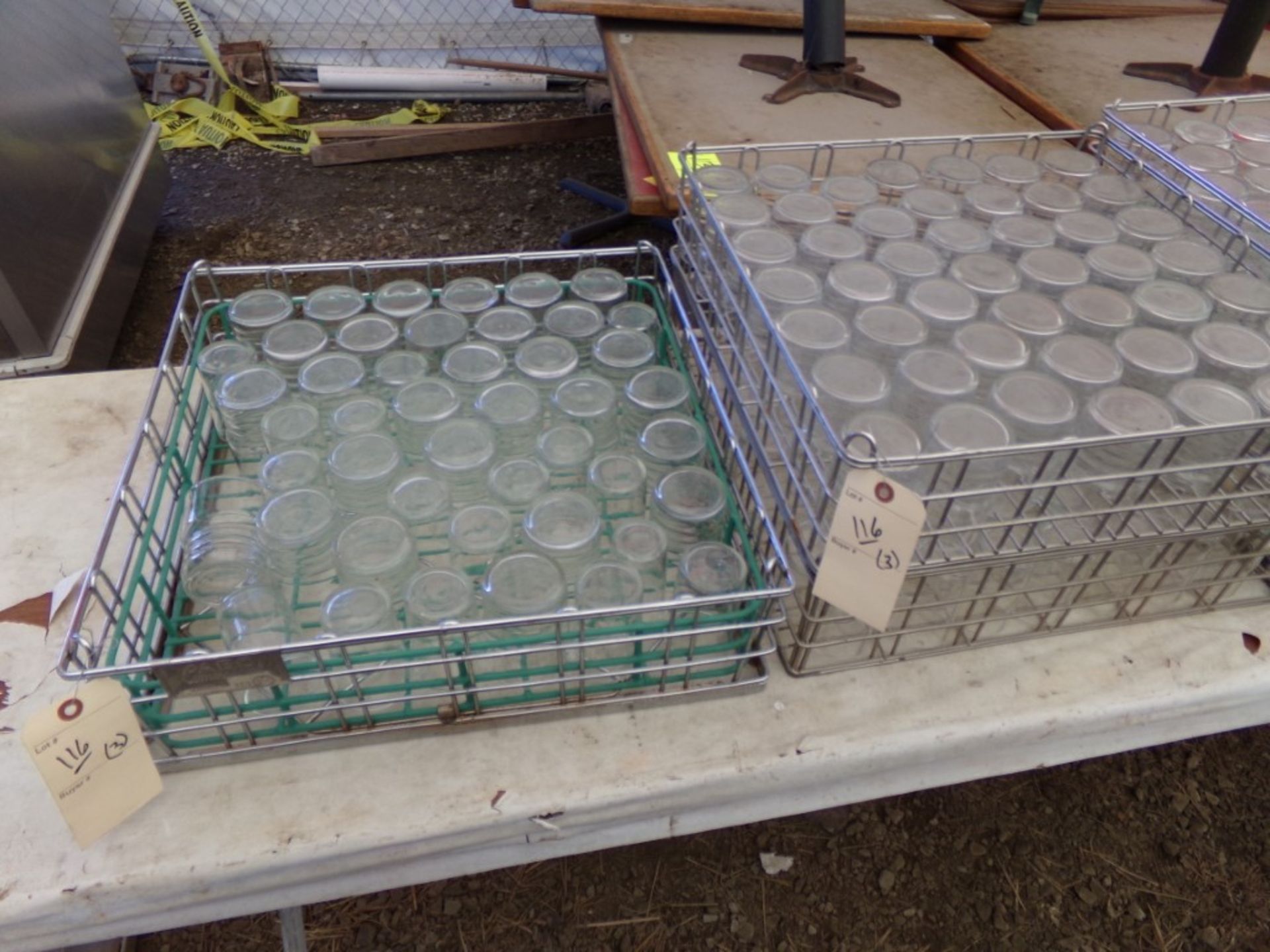 (3) Chrome Dishwasher Racks With Water and Juice Glasses (3 X Bid) (In Tent Building)