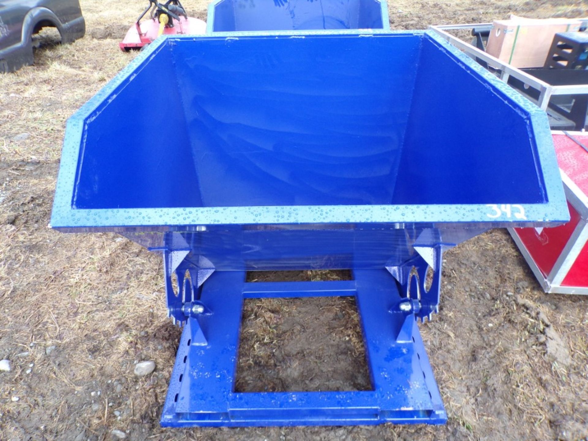 New Blue Dumping Dumpster with Fork Pockets