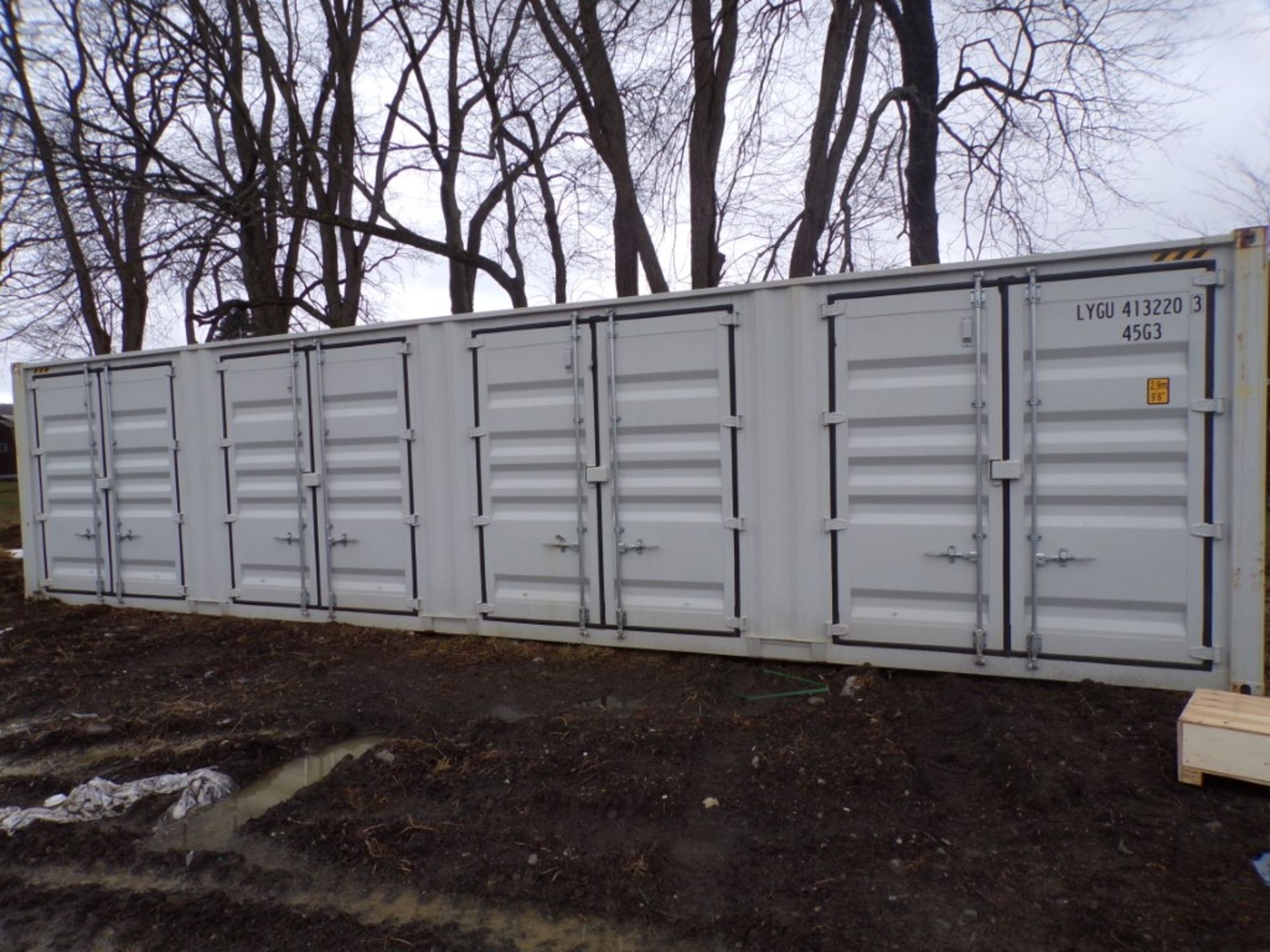 New 40' x 8' x 9'6'' Storage Container, (4) Sets of Side Doors and (1) Set in End, Cont #