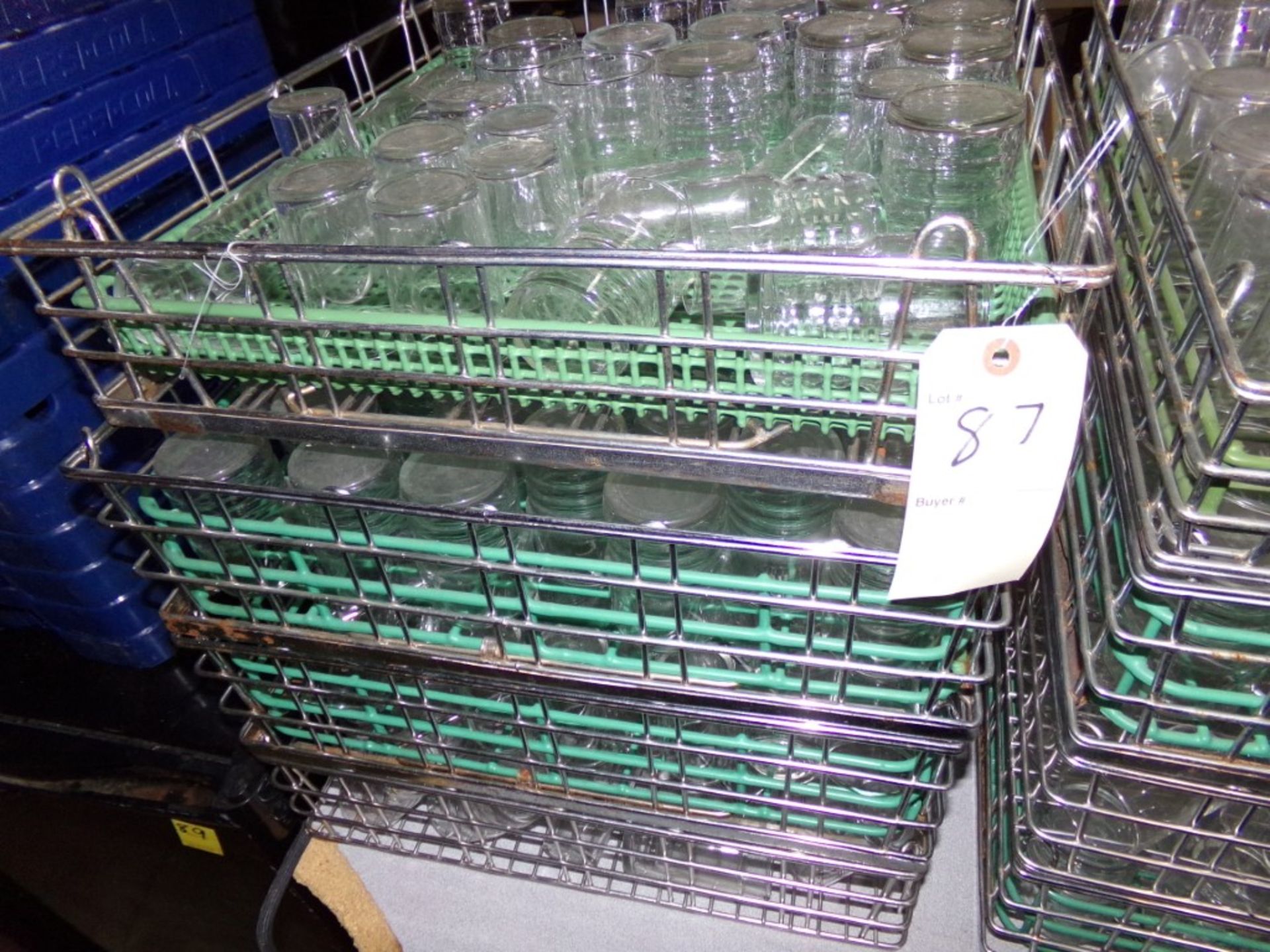 (4) Disc Washer Trays of Juice and Water Glasses