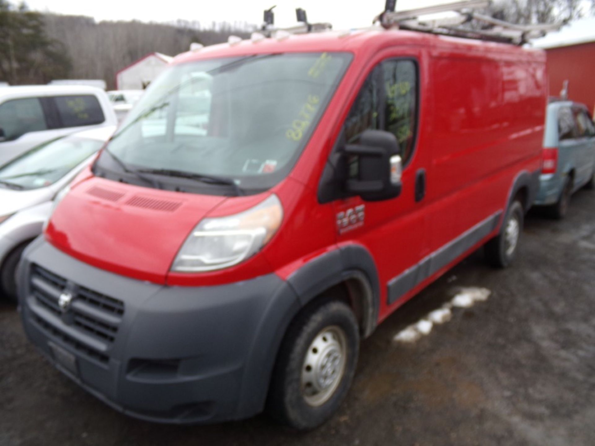 2017 Ram Promaster 1500 Cargo Van, Red, Ladder Rack On Roof, 80,776 Miles, VIN#: 3C6TRVAG6HE522931 -