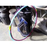 Golf Bag, Blue and Black and (2) Hula Hoops