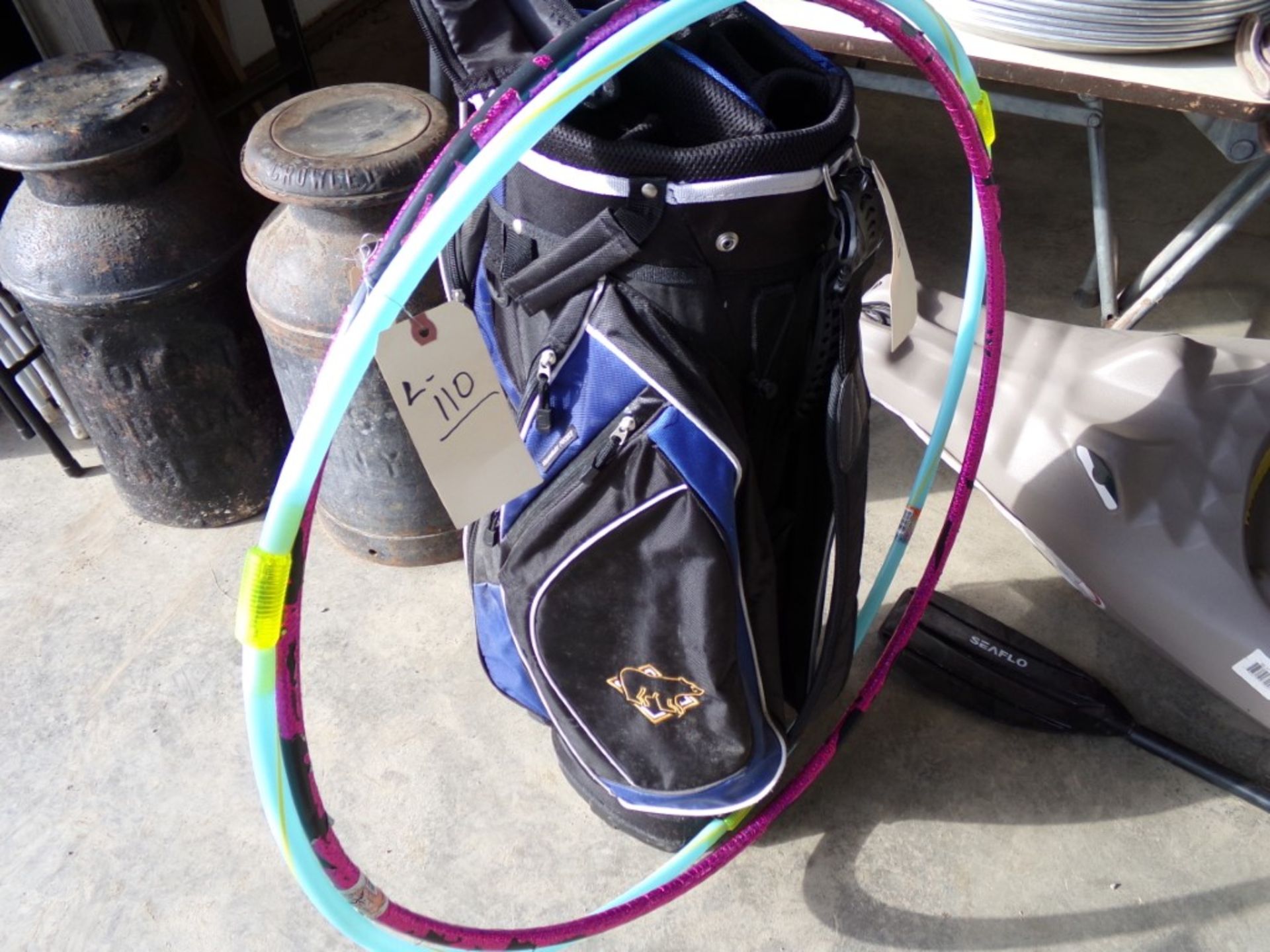 Golf Bag, Blue and Black and (2) Hula Hoops