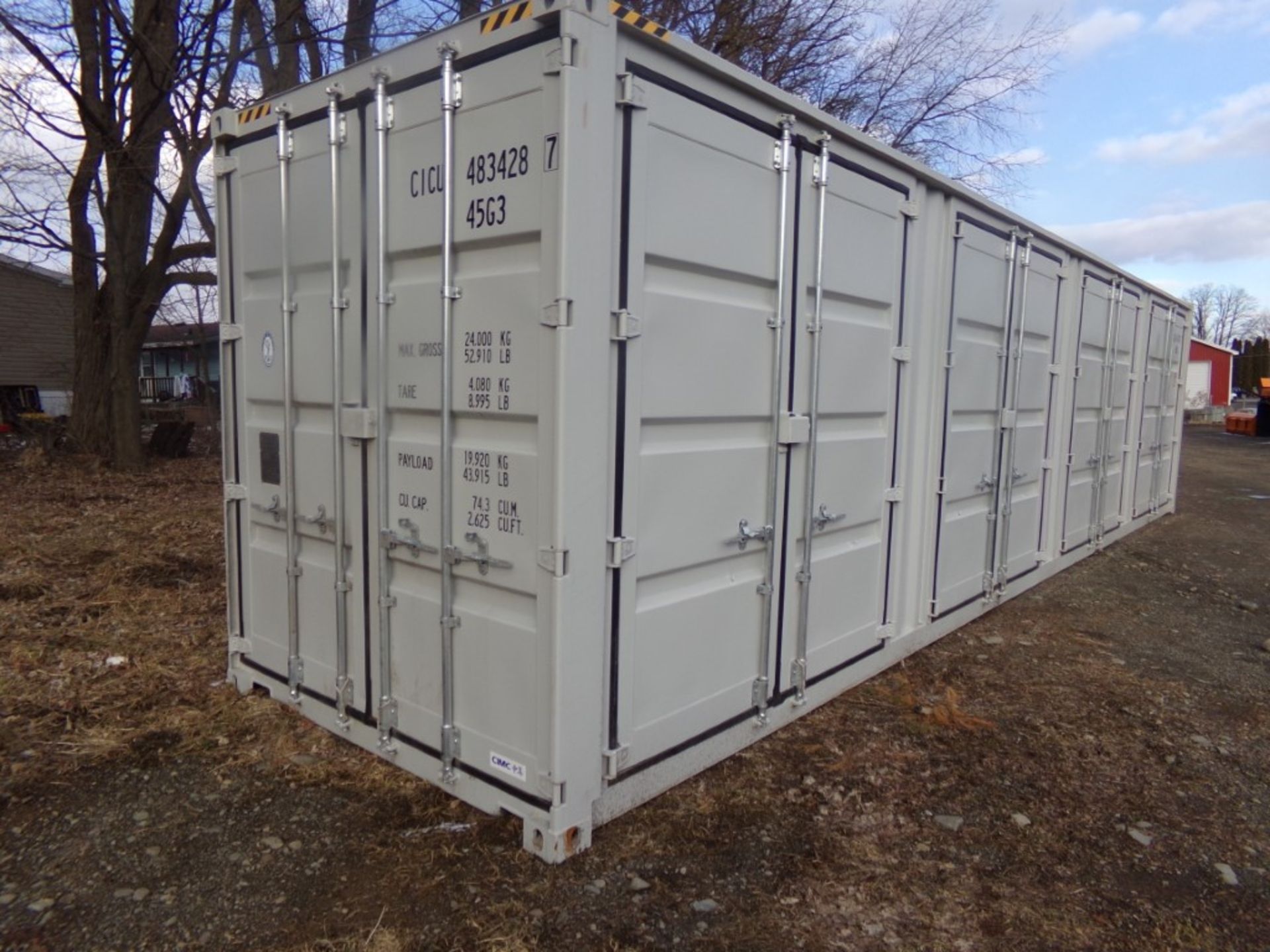 New 40' Storage Container 4 Side Access Doors, Barn Doors in One End, Lt Grey, Cont#CICU4834287 - Bild 2 aus 3