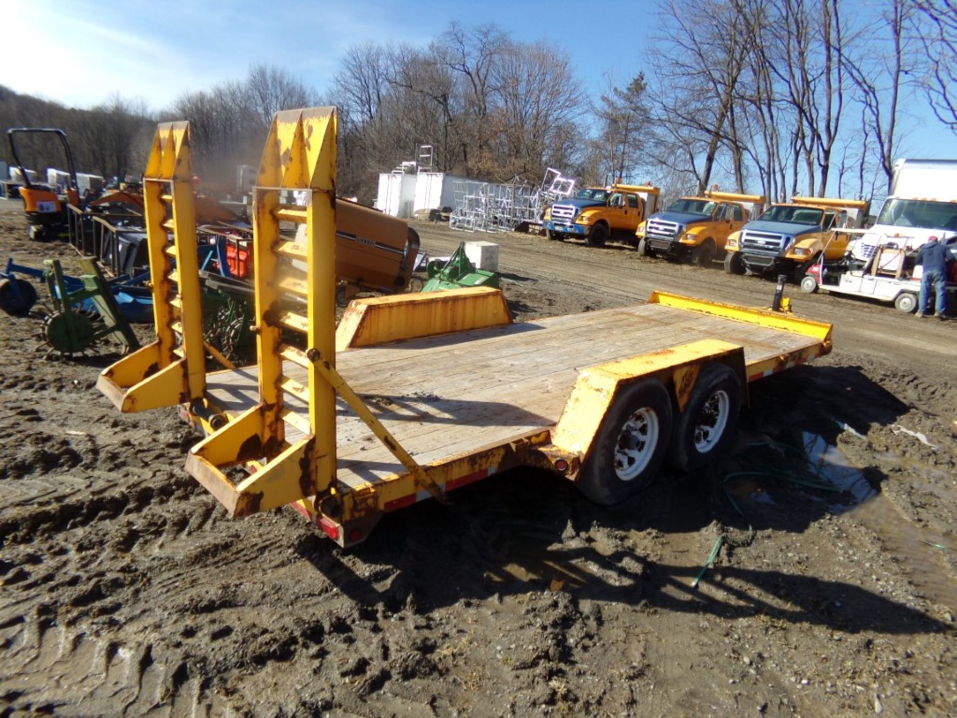 2015 BWise Yellow Tandem Axle Equipment Trailer, 18' X 80'' Flip Down Ramps, Pintle Hitch, Newer - Image 3 of 3