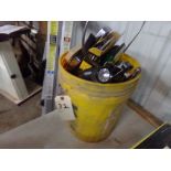 5 Gallon Bucket of Misc Tools, Staplers, Solder, Handles, Polish, Calipers, Etc.