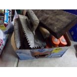 Box With Tap and Dies, Rollers, Trowels, Tire Iron, Drill Bits, Block Plane, Etc.
