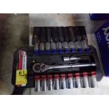1/2 Drive Socket Wrench Set, 13-25mm and 5/8''-1'' and Metric Impact Sockets, 11mm-17mm