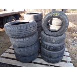 Pallet of Various Size and Type Tires-Unused-(9) Total
