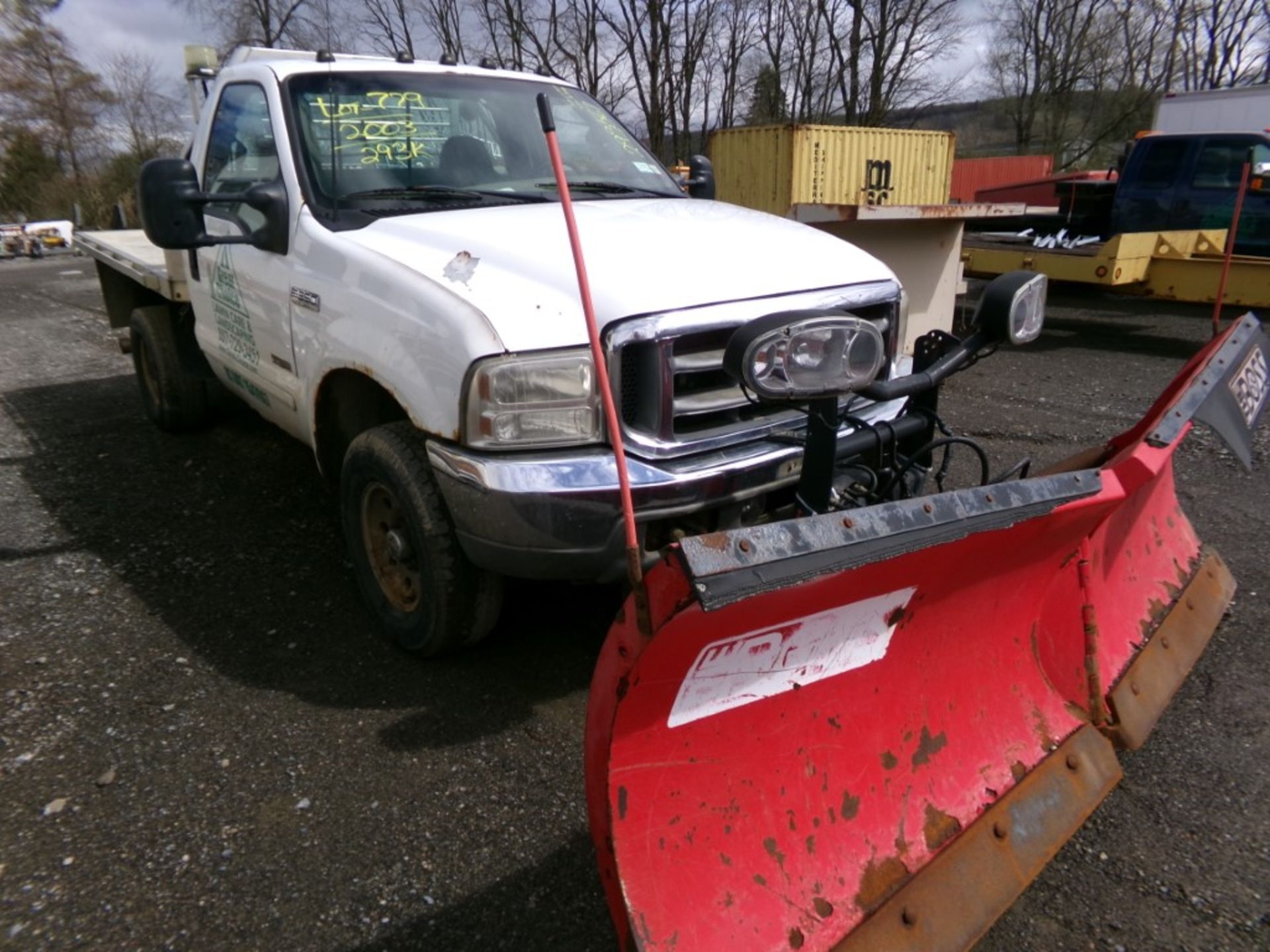 2003 Ford F350 SRW XLT Reg. Cab 4x4, Dsl. White, Flatbed Approx. 9' Boss V-Plow, 293,567 Miles, - Bild 5 aus 5