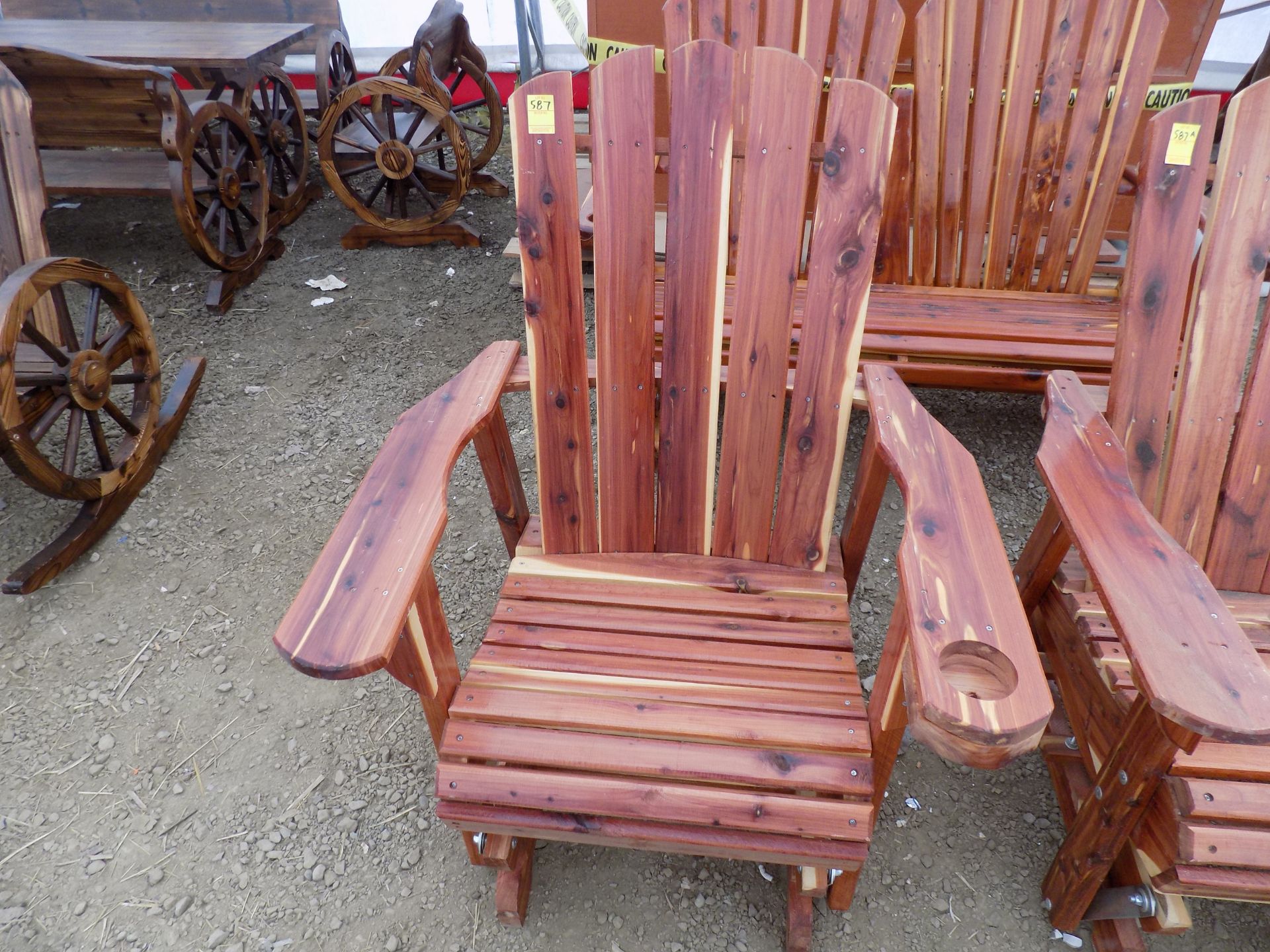 Cherry Colored Adirondack Glider w/Cup Holder