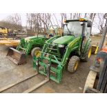 John Deere 3520 4WD Compact Tractor w/Full Factory Cab, Hydro w/300 CX Loader w/Bucket, Forks And