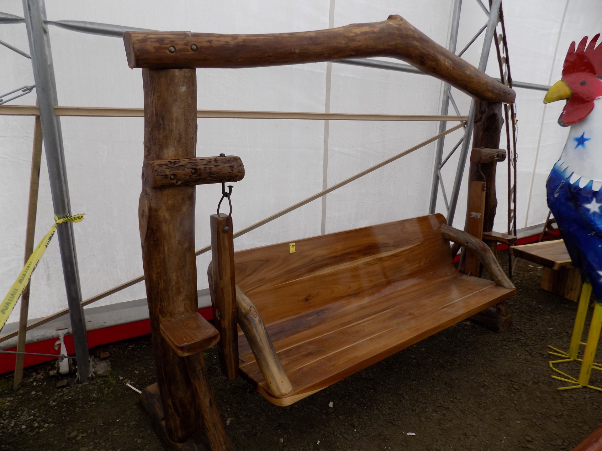 Rustic, Log Style Swinging Bench, 6 1/2'' Long Bench