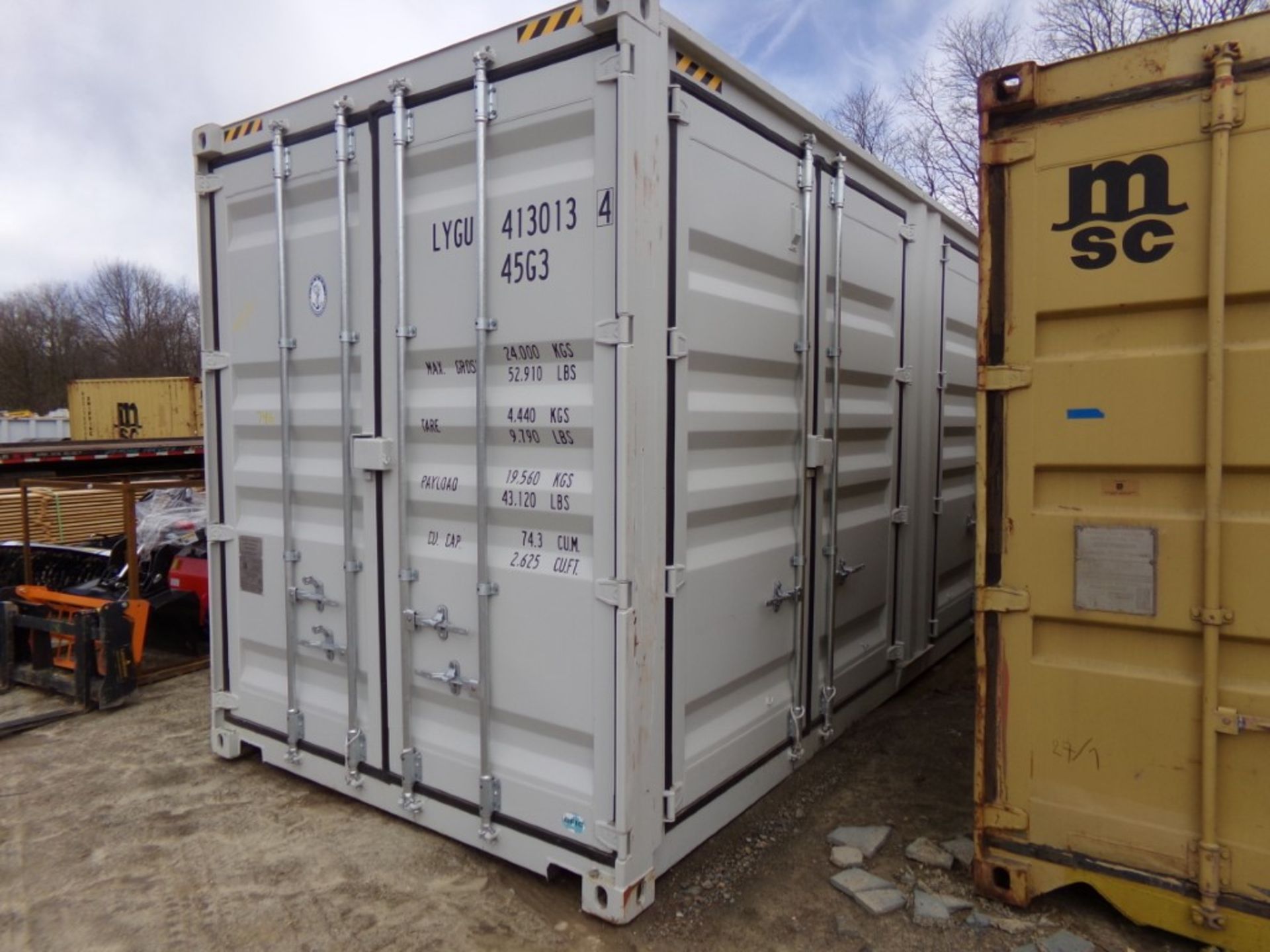 New 40' Off White Storage Container with Barn Doors in 1 End, Cont. # LYGU4130134
