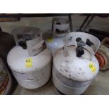 (3) 20 lb. Propane Tanks, White, New Style Valves, NO Gas (3x Bid Price)