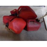 (5) Red Plastic Gasoline Cans