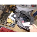 (2) Palm Sanders, Dewalt In Case & Drill Master In A Porter Cable Bag w/ Misc. Tools