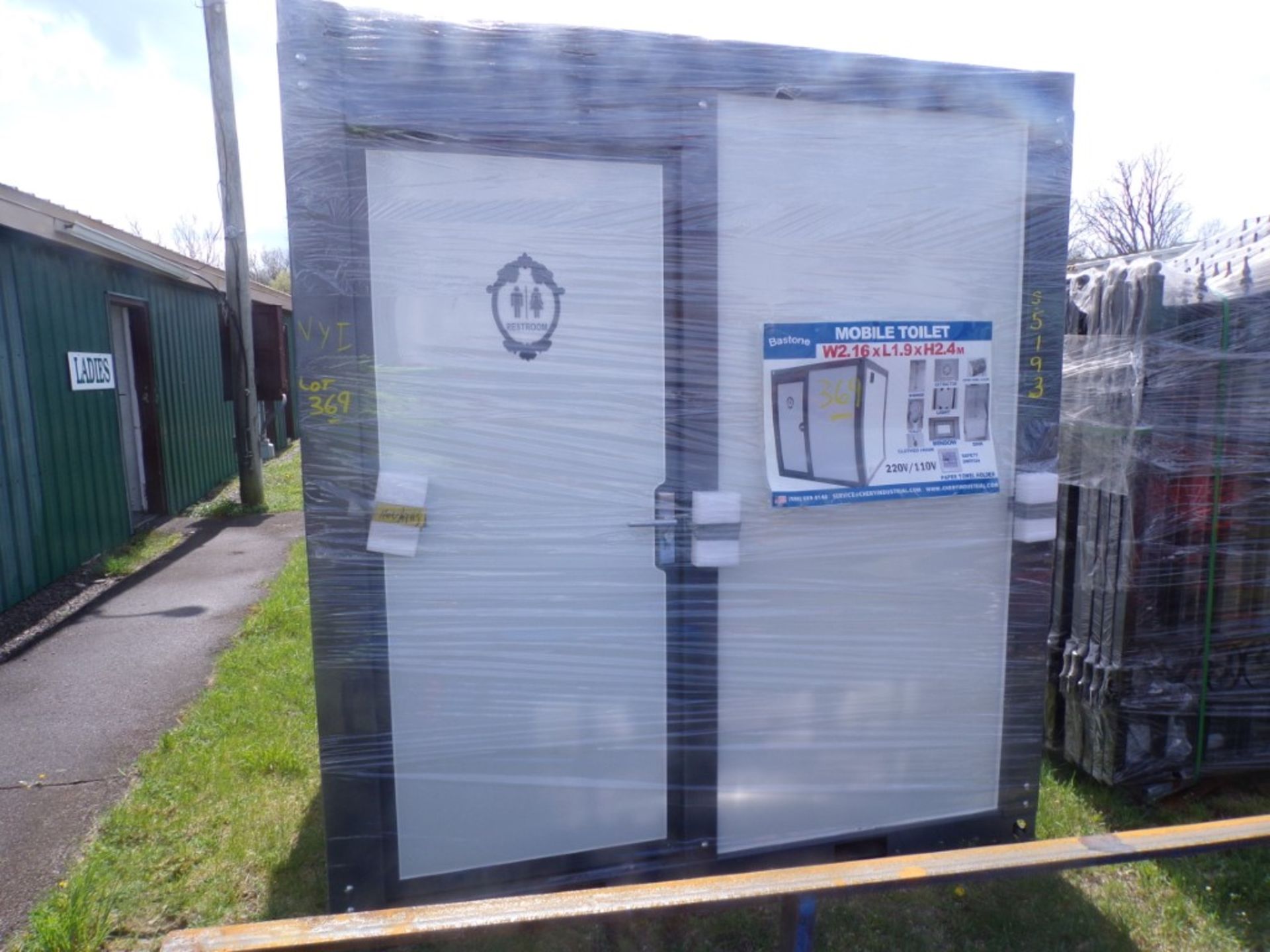 New Bastone Portable Toilet, Full Bathroom, Shower, Sink, Light, Requires Electric and Sewer Hook Up