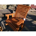Cedar Stained Amish Made Adirondack Rocking Chair, Horizontal Slat (4551)