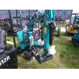 New AGT QK16R Mini-Excavator, Gas Engine, Dozer Blade, Thumb, Lime Green (4422)