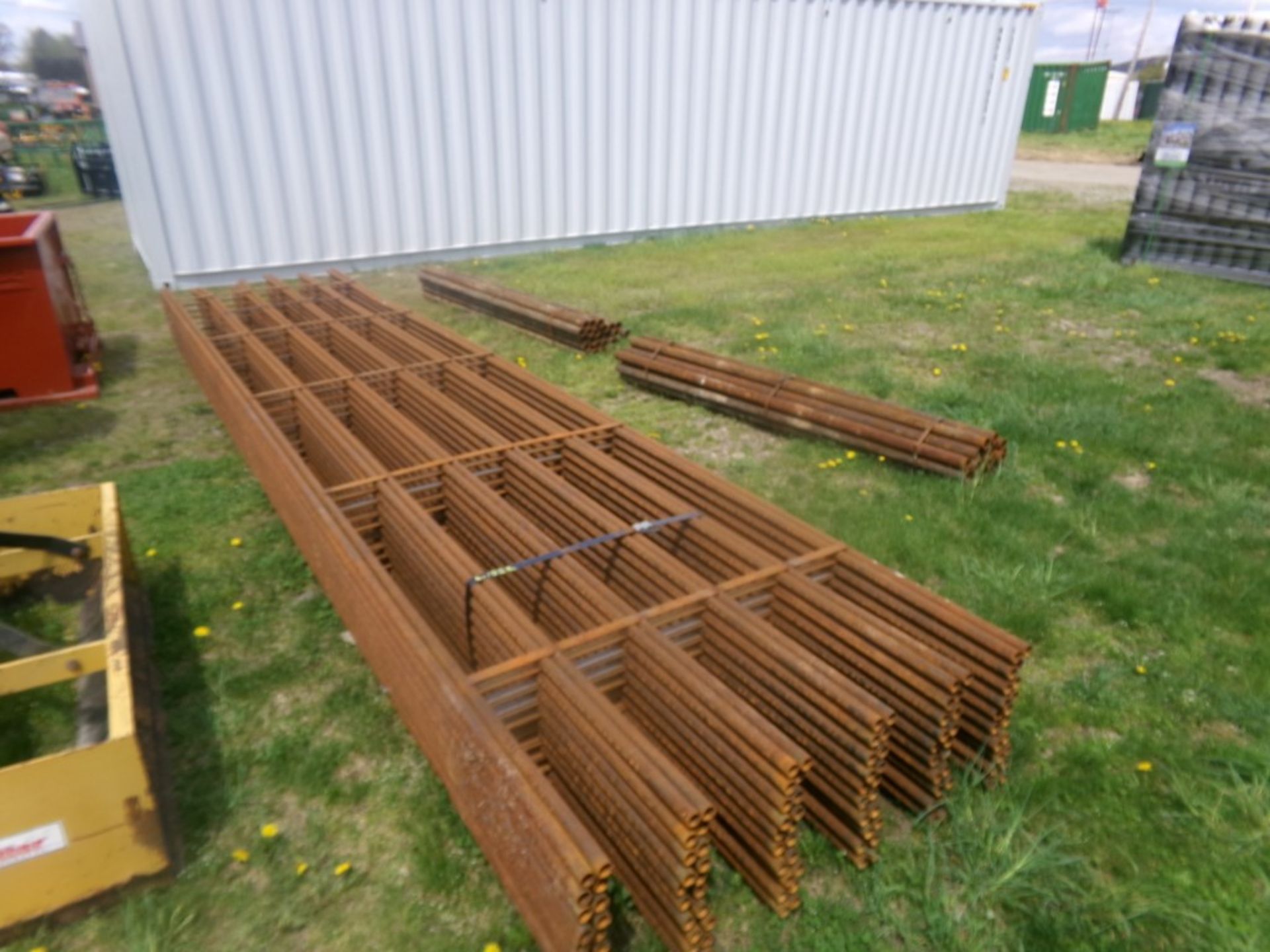 (20) 24' Steel Fence Panels w/ (48) 8' Steel Posts - Sells As A Group (2 PANELS HAVE DAMAGE) (4426)