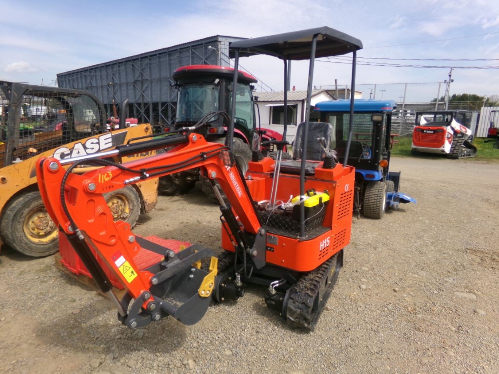 New AGT H15 Mini Excavator, Gas Eng., Thumb, Boom Hyd's, Dozer Blade, Side Controls, Orange (4448)