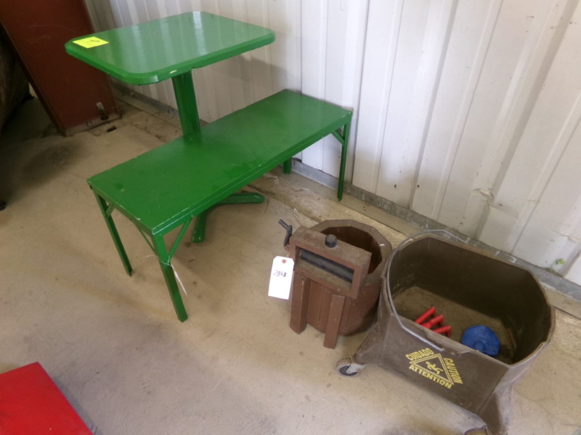 Table, Bench, Planter and Mop Bucket (2848)