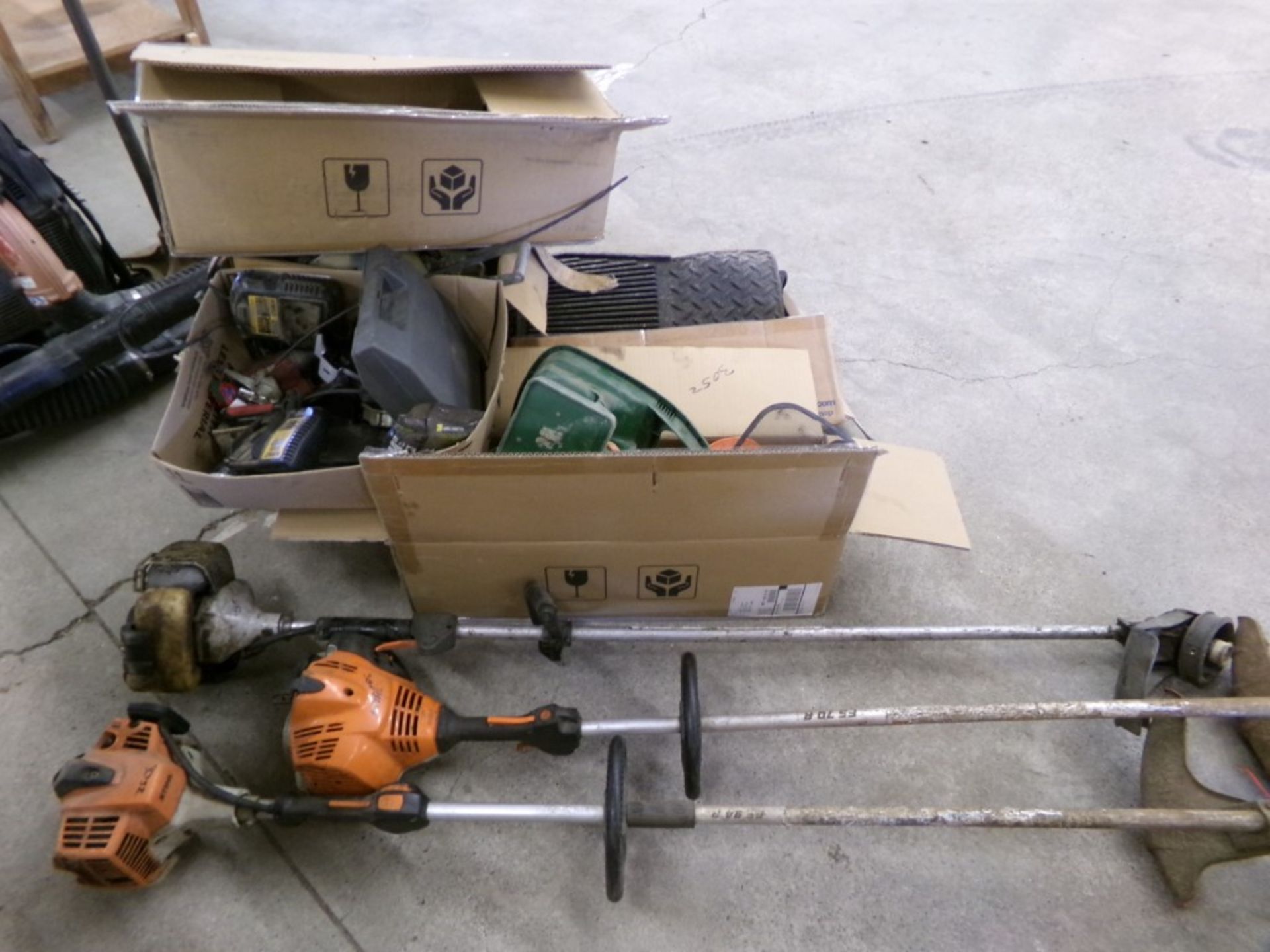 (3) String Trimmers-(2) Stihl and (1) Echo, (6) Boxes of Tools and Hardware (3052)