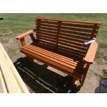 Cedar Stained Amish Made 4' Roll Back Style Glider Bench (4555)