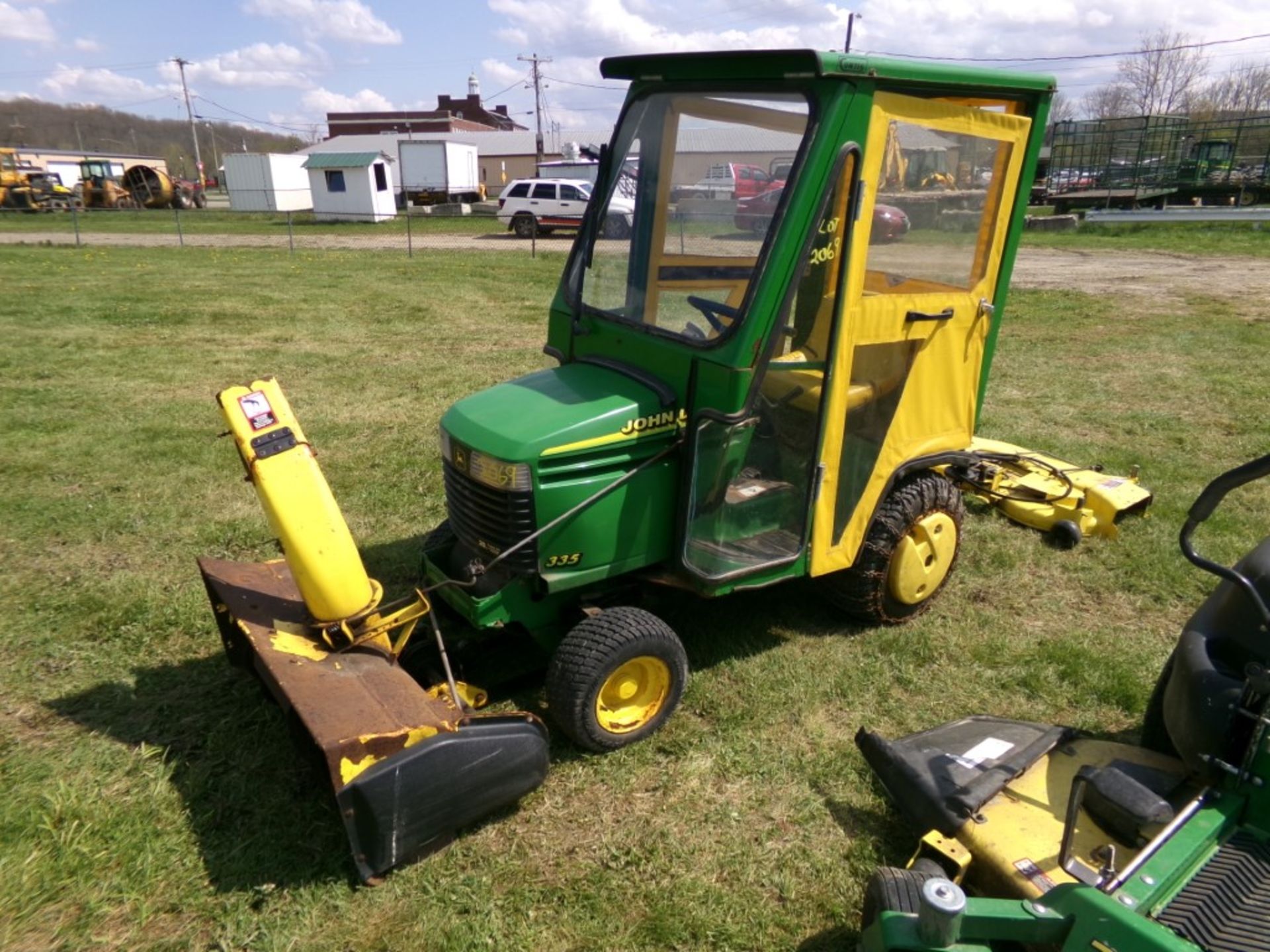 John Deere 335 Mower w/ 54'' Deck, 20 Hp V-Twin Eng., Curtis Hard Enclosure, JD 44'' Snowblower,